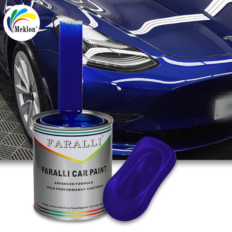 การแห้งอย่างรวดเร็วและมีประสิทธิภาพ สีโลหะสีน้ําเงินเข้ม ที่ตรงกับสีโรงงานเดิม สําหรับการสเปรย์สีรถ